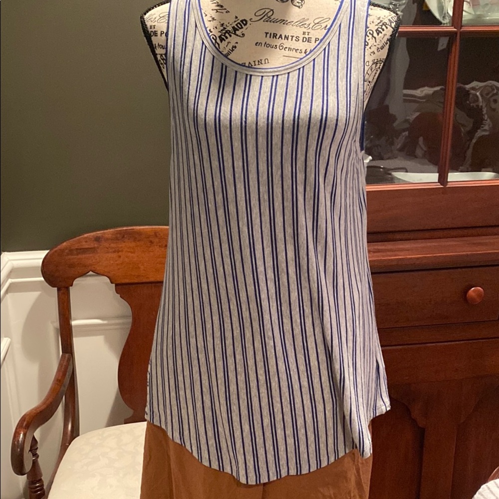 CAbi Striped Blue and Gray Women's Tank Top